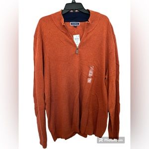 Club‎ Room Men's Orange Quarter-Zip Textured Cotton Sweater